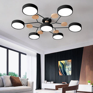 Iron semi flush LED chandelier acrylic ceiling fixture