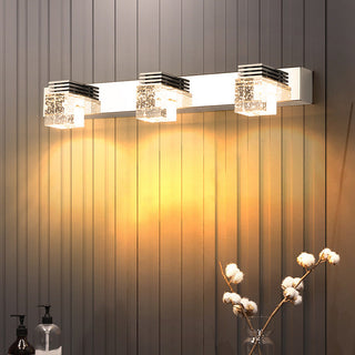 Crystal vanity wall light luxury silver LED — bathroom fixture