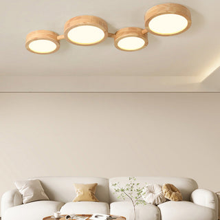 Retro Wood Ceiling Light - Multi Head Ceiling Light with Warm Ambient LED