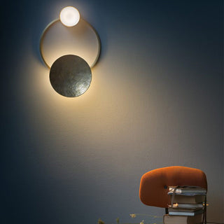 Black gold metal circle vintage industrial wall sconce — aisle