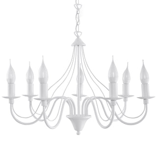 White Candleholder Chandelier – Elegant 7 Bulb Modern Dining Room Light Fixture