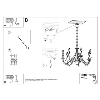 White Candleholder Chandelier – Elegant 7 Bulb Modern Dining Room Light Fixture