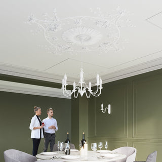 White Candleholder Chandelier – Elegant 7 Bulb Modern Dining Room Light Fixture