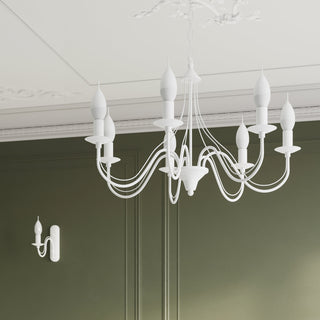 White Candleholder Chandelier – Elegant 7 Bulb Modern Dining Room Light Fixture