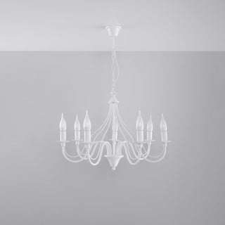 White Candleholder Chandelier – Elegant 7 Bulb Modern Dining Room Light Fixture