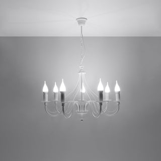 White Candleholder Chandelier – Elegant 7 Bulb Modern Dining Room Light Fixture