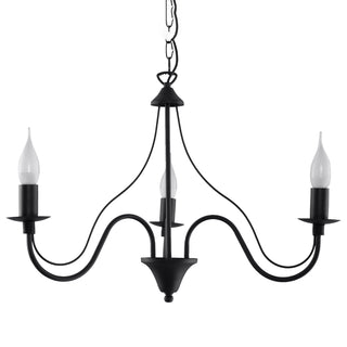 Black Candle Chandelier – Modern 3 Bulb Lighting Fixture for Living Room Decor