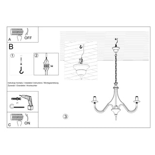 Black Candle Chandelier – Modern 3 Bulb Lighting Fixture for Living Room Decor