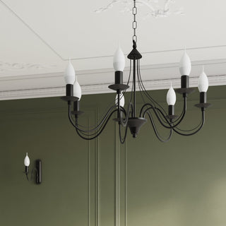 Black Candle Chandelier – Modern 3 Bulb Lighting Fixture for Living Room Decor