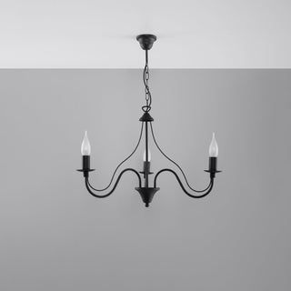 Black Candle Chandelier – Modern 3 Bulb Lighting Fixture for Living Room Decor