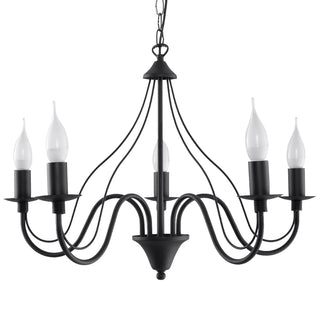 Black Candle Holder Chandelier - 5 Flame Candlestick Lighting for Living Room