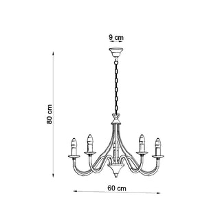 Black Candle Holder Chandelier - 5 Flame Candlestick Lighting for Living Room