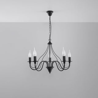 Black Candle Holder Chandelier - 5 Flame Candlestick Lighting for Living Room