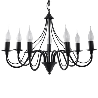 Black Candle Chandelier | Elegant Living Room Lighting Fixture - Asterion Model