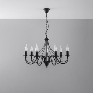 Black Candle Chandelier | Elegant Living Room Lighting Fixture - Asterion Model