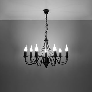 Black Candle Chandelier | Elegant Living Room Lighting Fixture - Asterion Model