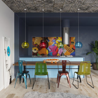 Ochre Glass Pendant Light – Minimalist Globe Lighting for Living Room & Dining
