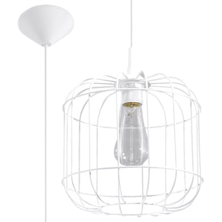 White Geometric Pendant Light – Adjustable Modern Ceiling Lamp for Living Room