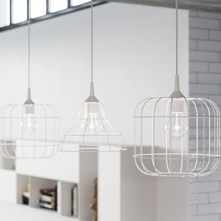 White Geometric Pendant Light – Adjustable Modern Ceiling Lamp for Living Room