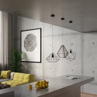 Suspension Cône Noire – Luminaire Suspendu Réglable pour Salon et Cuisine Modernes