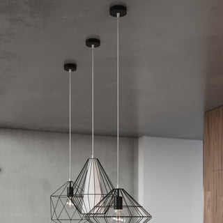 Suspension Cône Noire – Luminaire Suspendu Réglable pour Salon et Cuisine Modernes