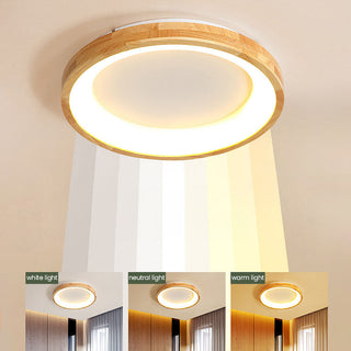 Geometric wood ceiling light LED – retro circle side angle