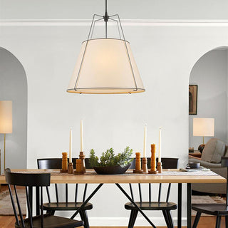 Modern adjustable white fabric rod pendant — ceiling hanging lamp
