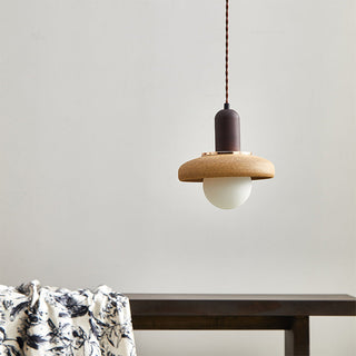 Ceramic pendant from below — vintage frosted small hanging light