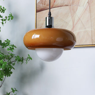 Bauhaus glass dome pendant in coffee color for dining room