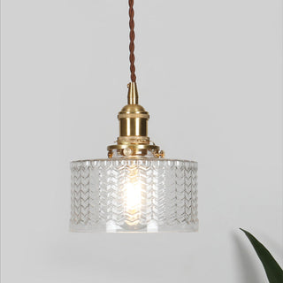Vintage Glass Pendant Light - Elegant Cylindrical Glass Lamp for Kitchen Island