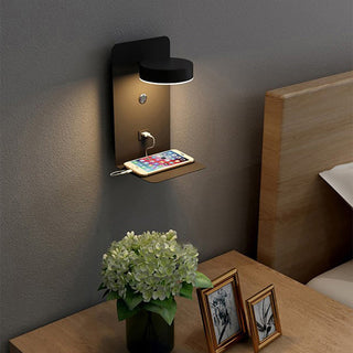 LED phone charger wall sconce warm — modern USB lamp