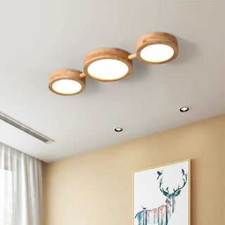 Retro Wood Ceiling Light - Multi Head Ceiling Light with Warm Ambient LED