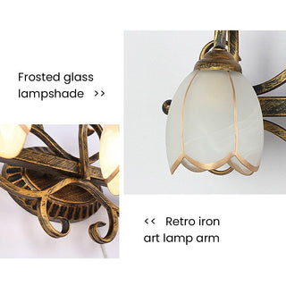 Gold flower vintage bathroom vanity wall sconce — lamp