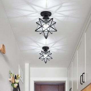 Metal star ceiling light semi-flush – geometric modern design