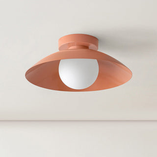 Round metal flush mount ceiling light for kitchen, modern