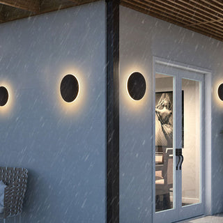 Round minimalist LED outdoor metal wall lamp ambient — waterproof