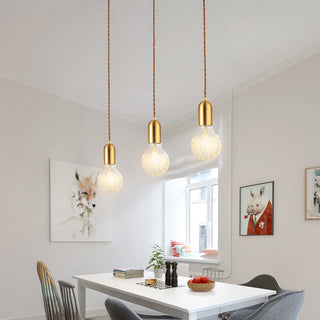 Modern LED pendant close-up — sleek glass ceiling fixture