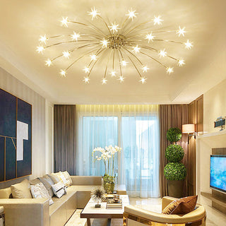 Star glass luxury ceiling light gold – bedroom chandelier
