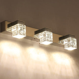 Silver LED crystal bathroom vanity wall sconce — luxury fixture
