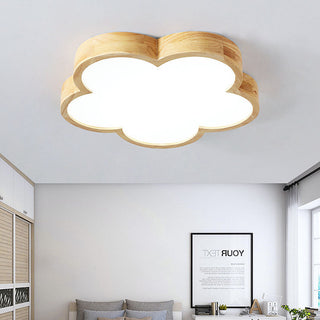 Wooden flower ceiling fixture LED – modern flush mount