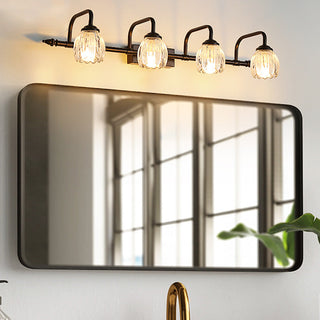Black bathroom vanity wall lamp iron glass illuminated — sconce