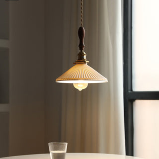 Retro pleated ceramic pendant lampshade — living room ceiling fixture