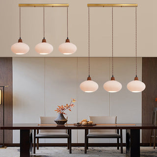 Dining room pendant with white ceramic Nordic shade