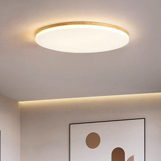 Acrylic wood round ceiling lamp LED – modern flush glow