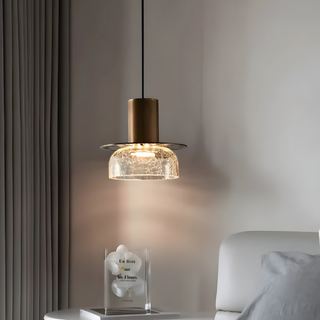 Suspension moderne en verre – Lampe suspendue à double tête avec design texturé