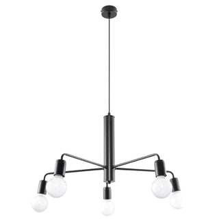 Lustre industriel noir – Suspension moderne à 5 ampoules pour éclairage de salon