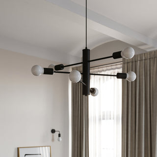 Lustre industriel noir – Suspension moderne à 5 ampoules pour éclairage de salon