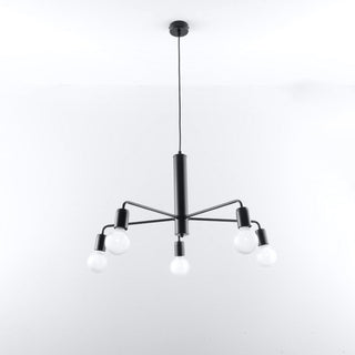Lustre industriel noir – Suspension moderne à 5 ampoules pour éclairage de salon
