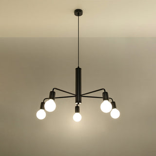 Lustre industriel noir – Suspension moderne à 5 ampoules pour éclairage de salon