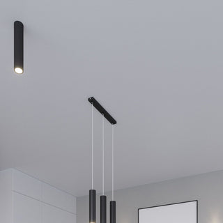 Suspension cylindrique noire – Suspension moderne avec éclairage ambiant chaud réglable